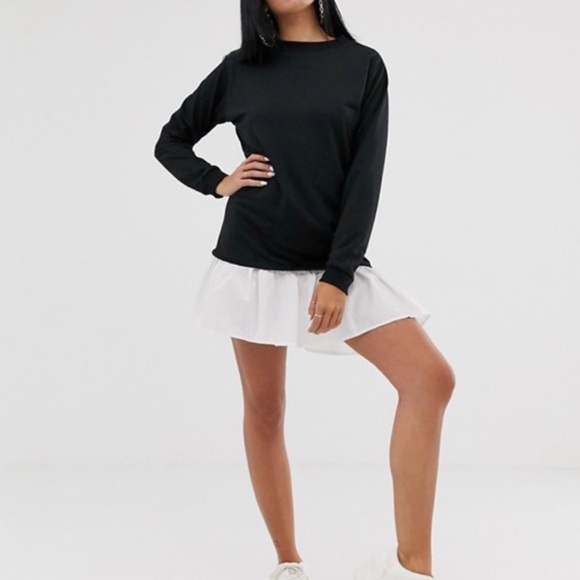 sweater dress with poplin frill